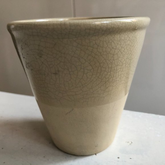 NWT - Dusty Yellow Crackle Cache Pot Vase - Picture 4 of 7